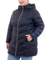Michael Kors Michael  Plus Size Hooded Packable Down Puffer Coat, Created For Macy's In Admiral