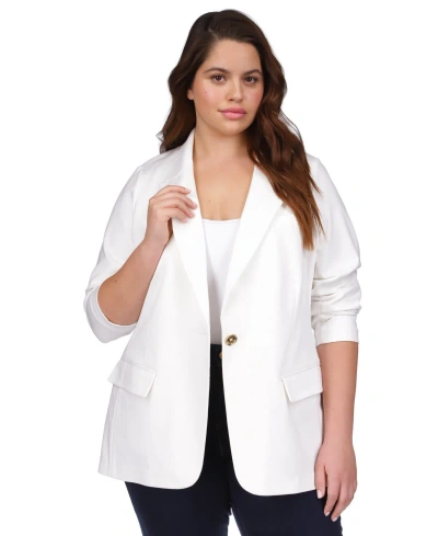 Michael Kors Michael  Plus Size Single-button Blazer In White