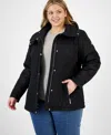 Michael Kors Michael  Plus Size Quilted Hooded Anorak Coat In Black