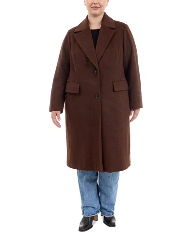 Michael Kors Michael  Plus Size Single-breasted Coat, Created For Macy's In Chocolate