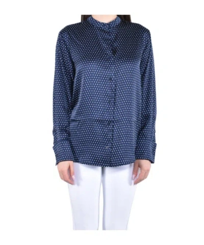 Michael Kors Polka Dot Print Satin Shirt In Blue
