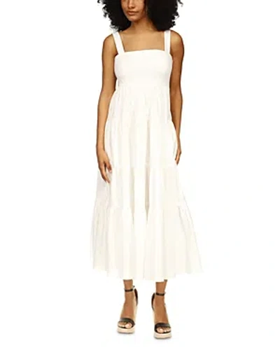 Michael Kors Michael  Poplin Tiered Midi Dress In White