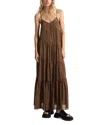 Michael Kors Cheetah Print Georgette Tiered Maxi Dress In Cafe