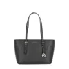 Michael Kors Michael  Quinn Black Medium Tote Bag In Silver