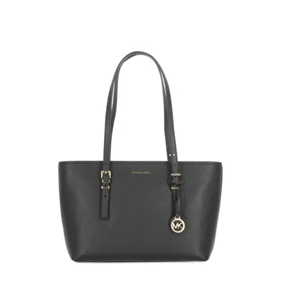 Michael Kors Michael  Quinn Black Medium Tote Bag In Silver