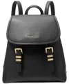 Michael Kors Michael  Quinn Medium Leather Flap Backpack In Black