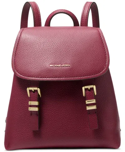 Michael Kors Michael  Quinn Leather Flap Backpack In Purple