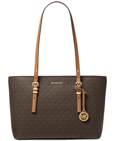 Michael Kors Michael  Quinn Medium East West Top Zip Tote In Brown