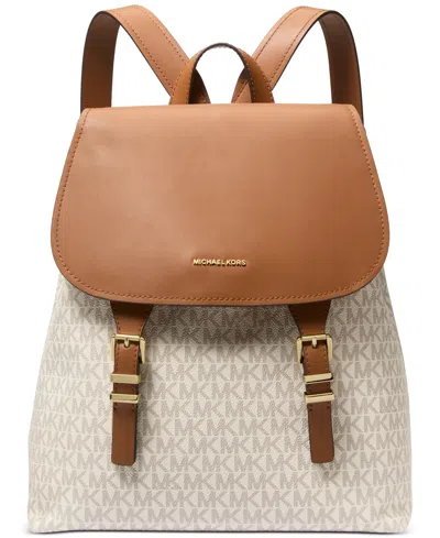 Michael Kors Michael  Quinn Small Logo Flap Backpack In Brown