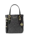 Michael Kors Michael  Quinn Small North South Woven Tote Crossbody In Black