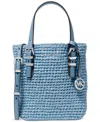 Michael Kors Michael  Quinn Small North South Woven Tote Crossbody In Chambray