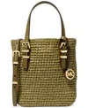 Michael Kors Michael  Quinn Small North South Woven Tote Crossbody In Safari Green