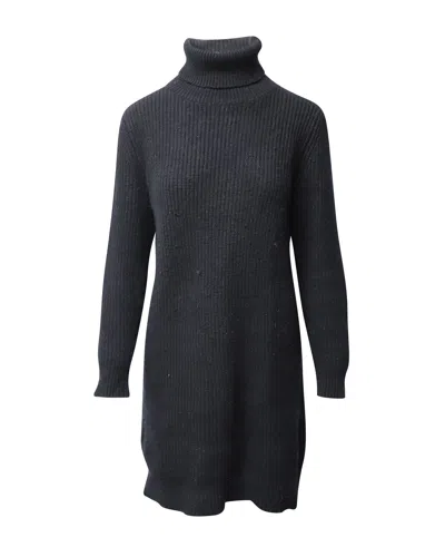 Michael Kors Michael  Ribbed-knit Turtleneck Mini Dress In Black Nylon