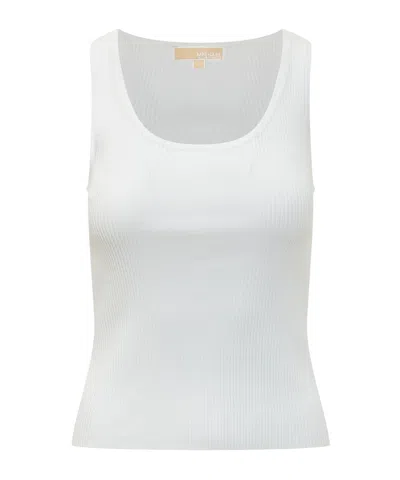Michael Kors Michael  Ribbed Scoop-neck Tank Top In White