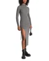 Michael Kors Stretch Wool Ruched Dress In Derby Heather