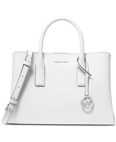 Michael Kors Michael  Ruthie Small Leather Satchel In Optic White,light Sand