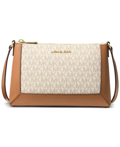 Michael Kors Michael  Sallie Logo Medium Crossbody In Vanilla,acorn