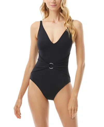 Michael Kors Michael  Sash Tummy-control One-piece Swimsuit In Black