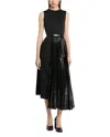 Michael Kors Michael  Satin Embellished Overlay Dress In Black