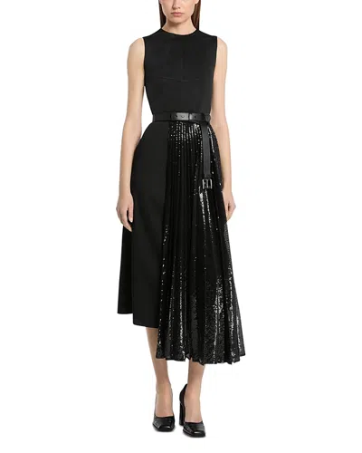 Michael Kors Michael  Satin Embellished Overlay Dress In Black