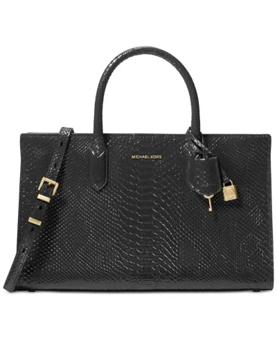Michael Kors Michael  Scarlett East West Leather Satchel In Black