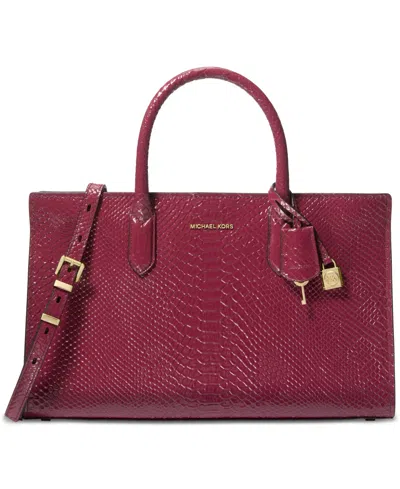 Michael Kors Michael  Scarlett East West Leather Satchel In Burgundy