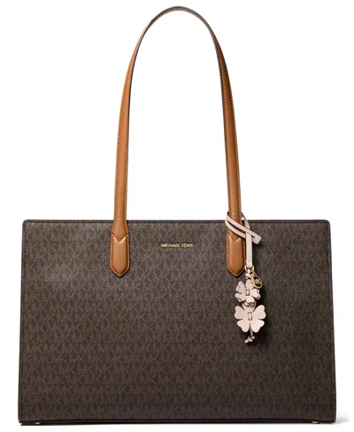 Michael Kors Michael  Scarlett Large East West Top Zip Tote Bag In Brown