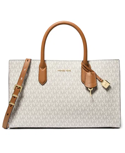 Michael Kors Michael  Scarlett Logo Medium East West Satchel Bag In White