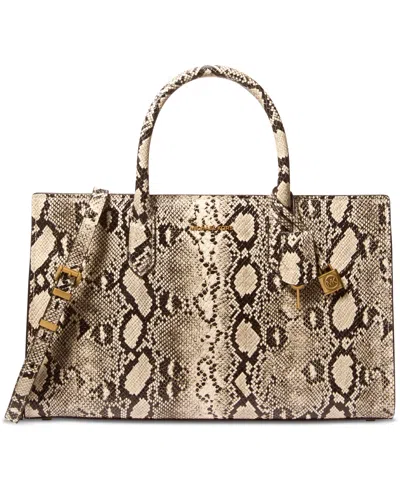 Michael Kors Michael  Scarlett Medium East West Leather Satchel In Animal Print