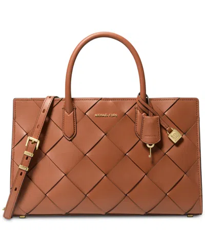 MICHAEL KORS MICHAEL MICHAEL KORS SCARLETT MEDIUM WOVEN LEATHER EAST WEST SATCHEL