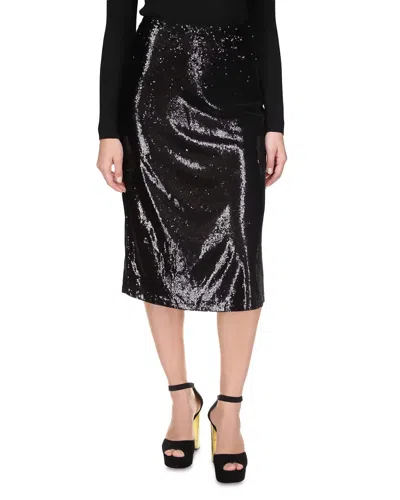 Michael Kors Michael  Sequin Midi Skirt In Black