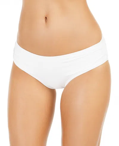 Michael Kors Michael  Shirred Bikini Bottoms In White