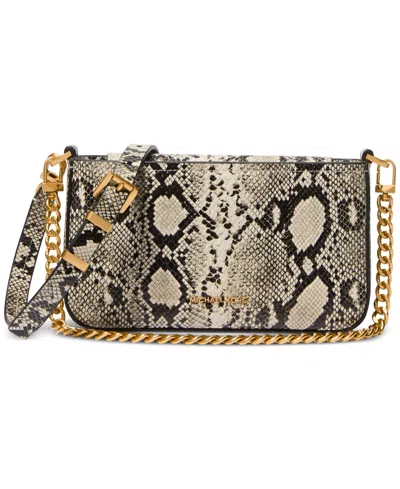 Michael Kors Michael  Small Bryant Convertible Crossbody Leather Pouchette In Brown