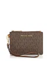 Michael Kors Michael  Small Leather Wristlet In Brown
