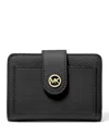 Michael Kors Michael  Small Logo Print Compact Wallet In Black