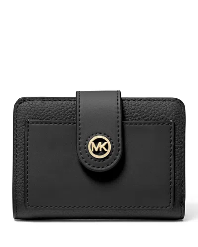 Michael Kors Michael  Small Logo Print Compact Wallet In Black