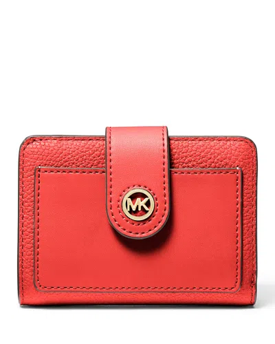 Michael Kors Michael  Small Logo Print Compact Wallet In Burnt Siena