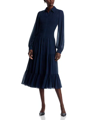 Michael Kors Michael  Smocked Shirtdress In Blue