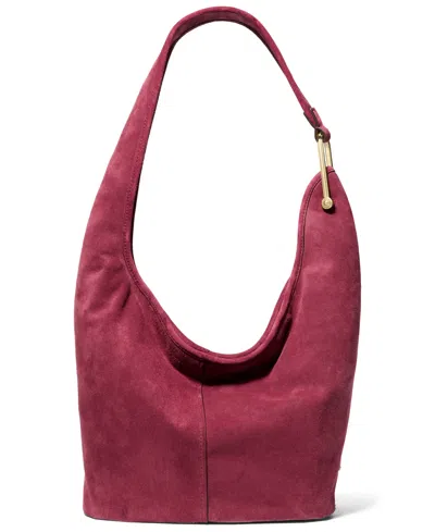 Michael Kors Michael  Sonny Suede Medium Hobo Shoulder In Red