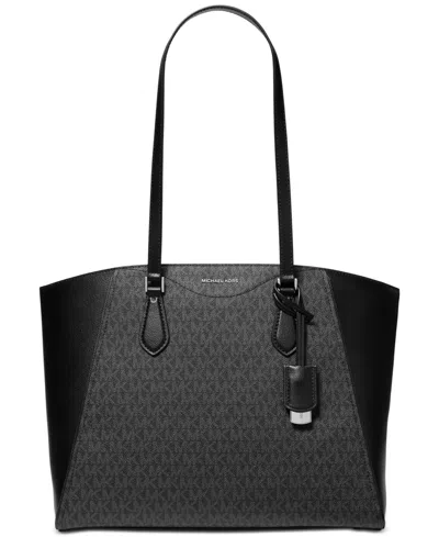 Michael Kors Michael  Taryn Logo Large Top Zip Tote In Black
