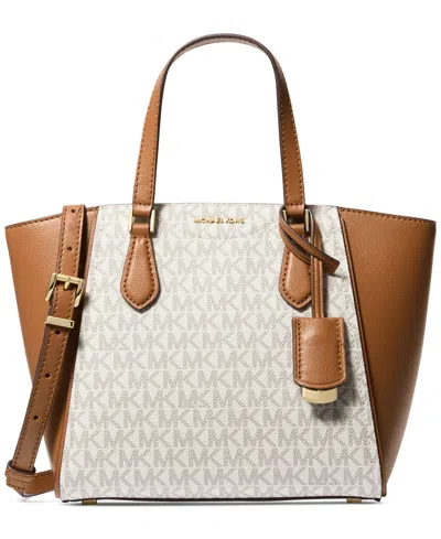 Michael Kors Michael  Taryn Logo Small Convertible Top Zip Crossbody In Vanilla,ac