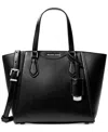 Michael Kors Michael  Taryn Small Convertible Top Zip Tote Crossbody In Black,silver