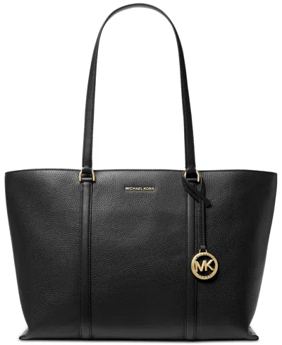 Michael Kors Michael  Temple Large Leather Tote In Black