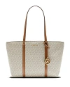 Michael Kors Michael  Temple Logo Large Tote In Vanilla,acorn