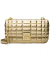 Michael Kors Tribeca Large Metallic Quilted Leather Shoulder Bag In Pale Gold