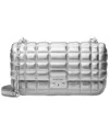 Michael Kors Tribeca Large Metallic Quilted Leather Shoulder Bag In Silver