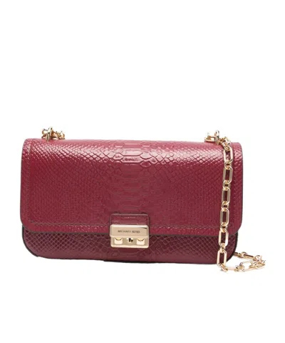 Michael Kors Michael  Tribeca Large Embossed Shoulder Bag In Red