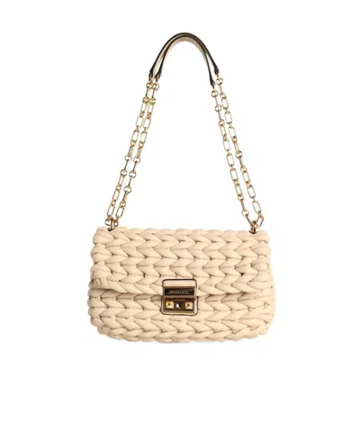 Michael Kors Michael  Tribeca Large Hand-braided Shoulder Bag In Nude