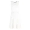 Michael Kors Michael  Whipstitched Pleated Knitted Mini Dress In White Viscose In White