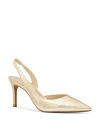 Michael Kors Michael  Women's Alina Pointed Toe High Heel Slingback Pumps In Pale Gold